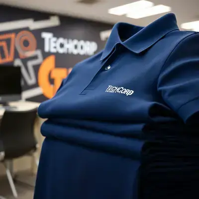 Corporate polo shirts with company logo embroidery